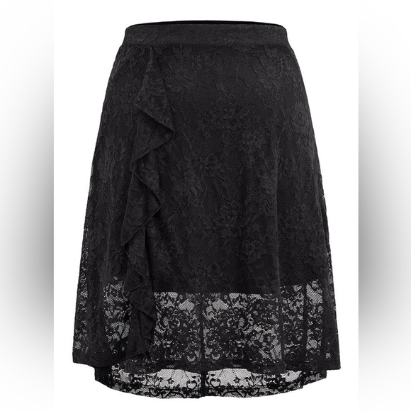 BloomChic Plus Size 4XL Guipure Lace Elastic Waist Asymmetrical Ruffles Skirt - Picture 4 of 6
